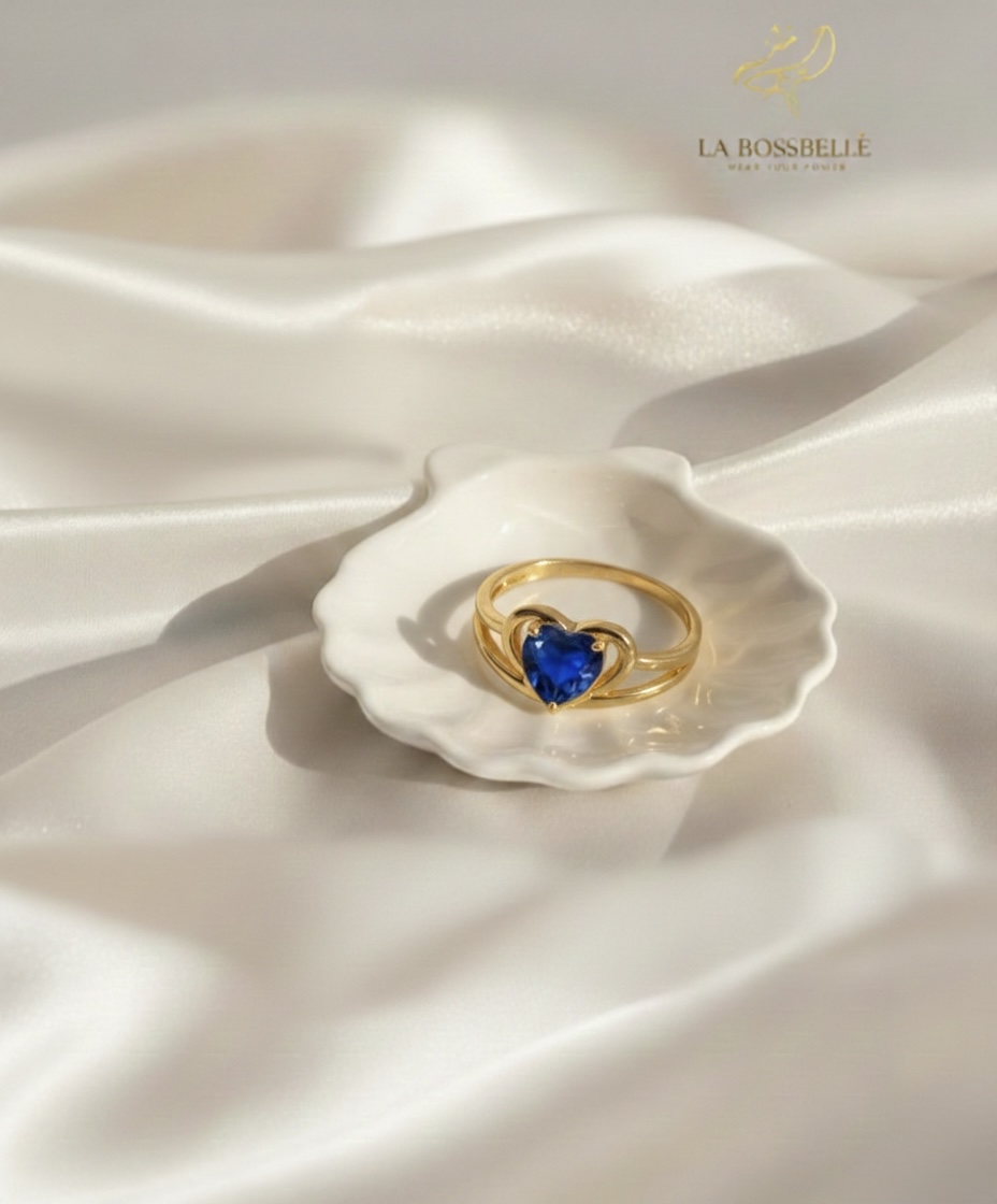 Sapphire Blue Heart Ring