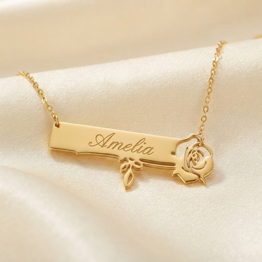 rose palette name necklace